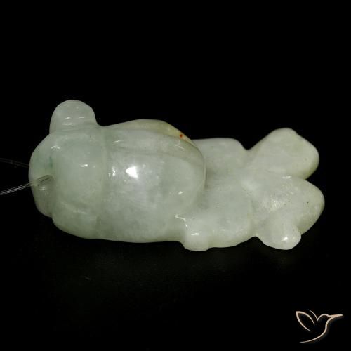 Jade Verde grisáceo natural de 27.41 ct, Elegante, Translúcido