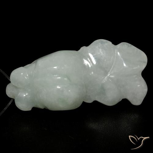 Jade Verde gris natural de 22.00 ct, Elegante, Translúcido