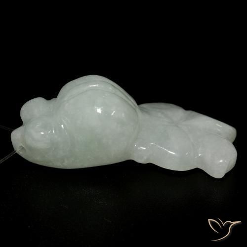 Jade Verde gris natural de 22.00 ct, Elegante, Translúcido