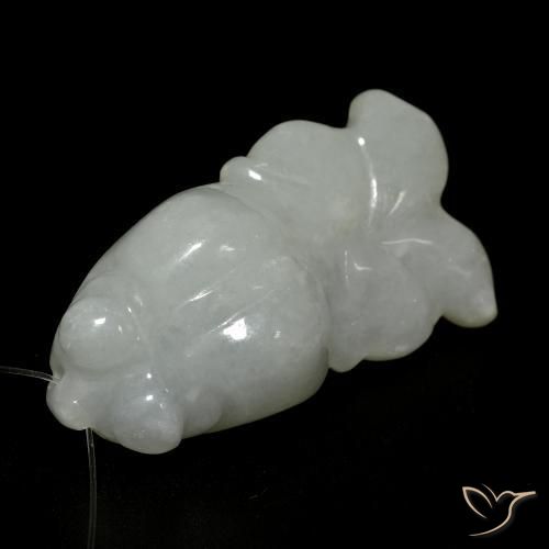 Jade Verde gris natural de 21.30 ct, Elegante, Translúcido