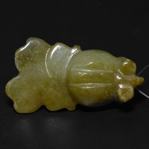 Jade Verde amarillento natural de 27.81 ct, Forma elegante, Translúcido