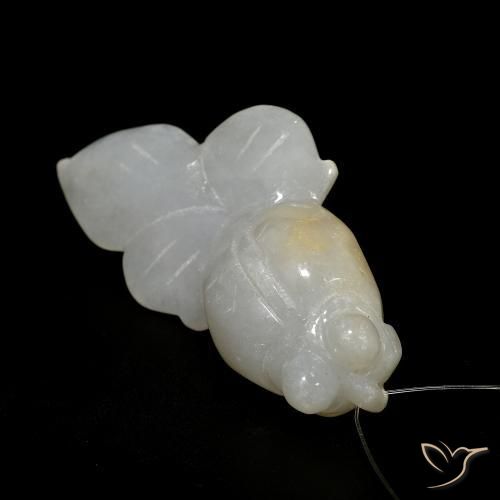 64.19ct Natural Blanco grisáceo Jade, Elegante, Translúcido