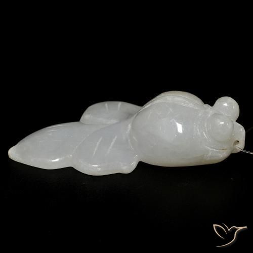Jade Blanco grisáceo natural de 64.19 ct, Elegante, Translúcido