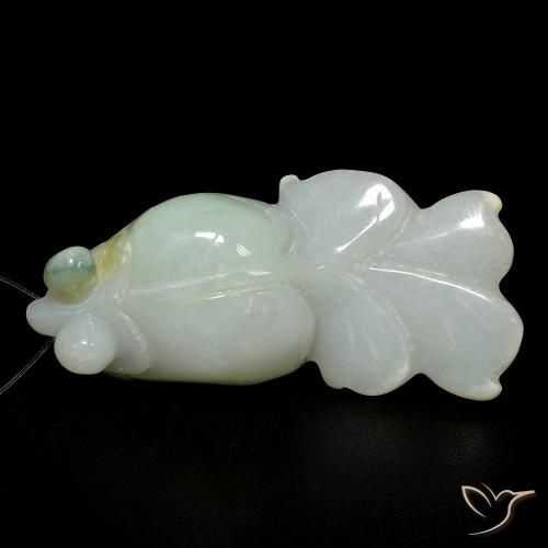 Jade Verde grisáceo natural de 68.00 ct, Elegante, Translúcido
