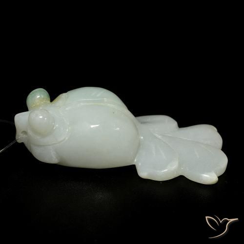 Jade Verde grisáceo natural de 68.00 ct, Elegante, Translúcido