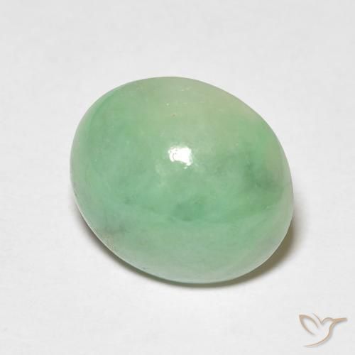 Jade Verde claro natural de 4.69 ct, Ovalada, Opaco