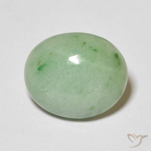 3.89ct Natural Verde claro Jade, Ovalada, Opaco