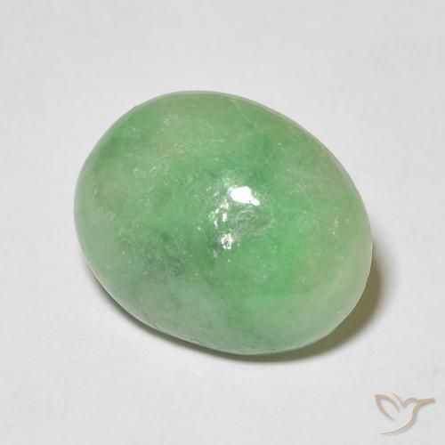 Jade Verde claro natural de 4.60 ct, Ovalada, Opaco
