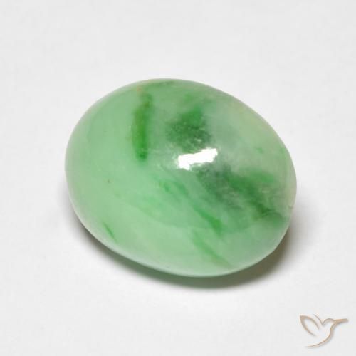 Jade Verde claro natural de 4.86 ct, Ovalada, Opaco
