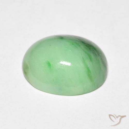 Jade Verde claro natural de 4.86 ct, Ovalada, Opaco