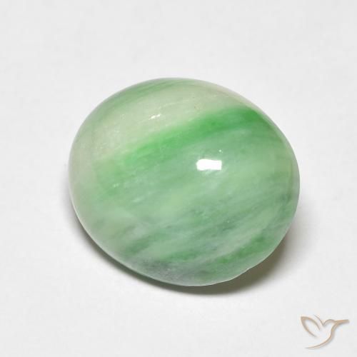 Jade Verde amarillento natural de 4.50 ct, Ovalada, Opaco