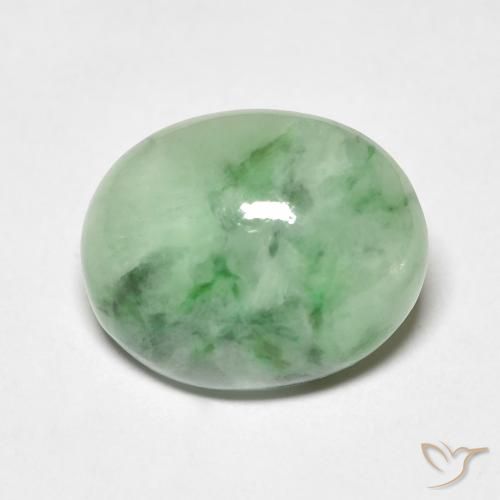 Jade Verde amarillento natural de 4.71 ct, Ovalada, Opaco