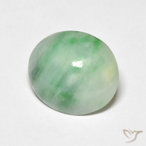 3.74ct Natural Verde blanquecino Jade, Ovalada, Opaco