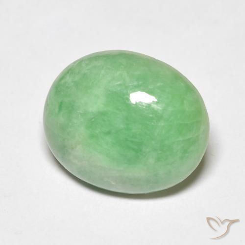 Jade Verde amarillento natural de 4.68 ct, Ovalada, Opaco