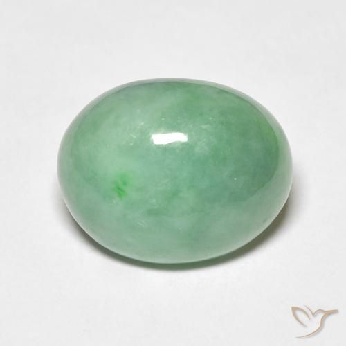 4.50ct Natural Verde musgo pálido Jade, Ovalada, Opaco