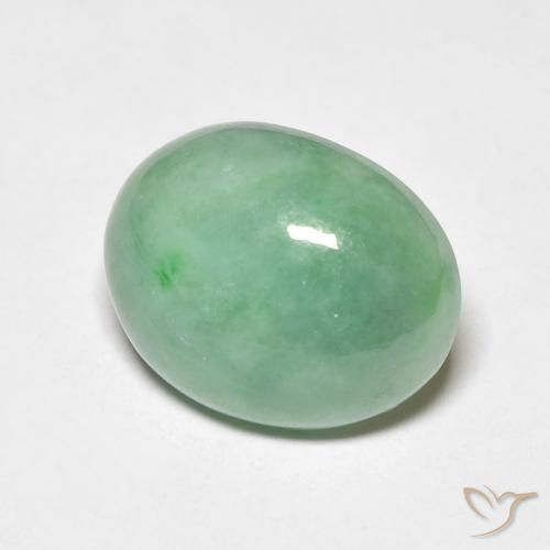 Jade Verde musgo pálido natural de 4.50 ct, Ovalada, Opaco