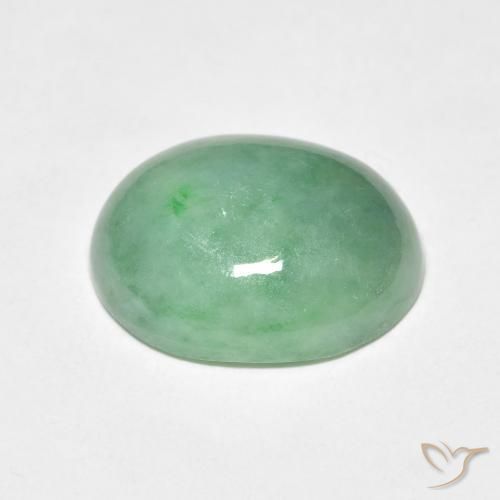 Jade Verde musgo pálido natural de 4.50 ct, Ovalada, Opaco
