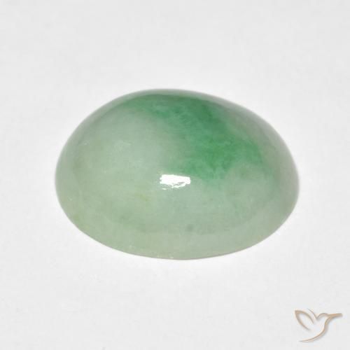 Jade Verde musgo pálido natural de 4.82 ct, Ovalada, Opaco