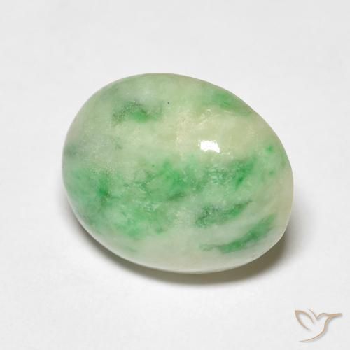 Jade Verde amarillento natural de 4.46 ct, Ovalada, Opaco