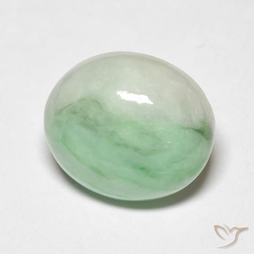 Jade Verde amarillo pálido natural de 5.44 ct, Ovalada, Opaco