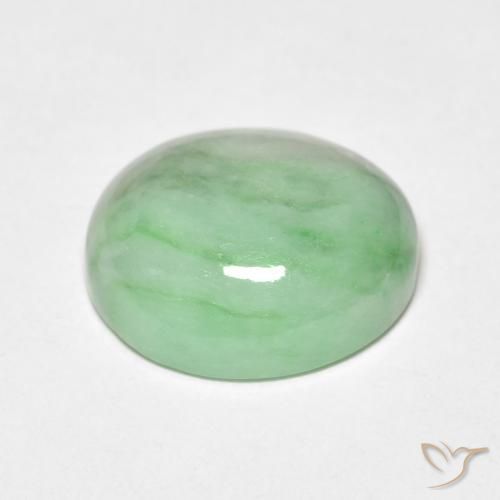 Jade Verde amarillo pálido natural de 5.44 ct, Ovalada, Opaco