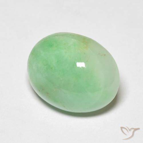 Jade Verde salvia claro natural de 5.45 ct, Ovalada, Opaco