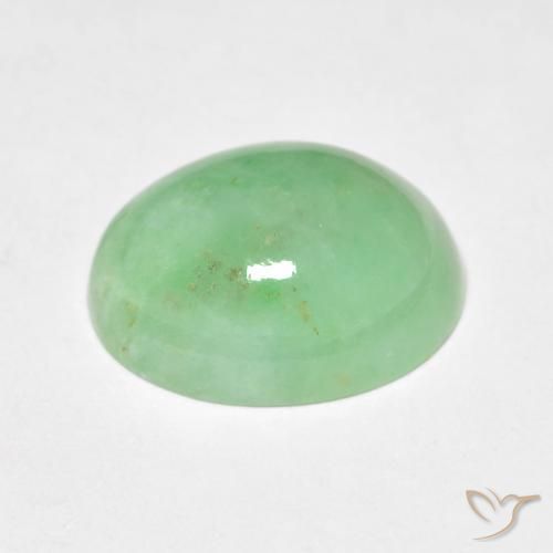 Jade Verde salvia claro natural de 5.45 ct, Ovalada, Opaco