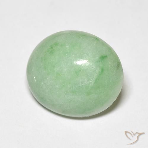 Jade Verde salvia claro natural de 3.67 ct, Ovalada, Opaco