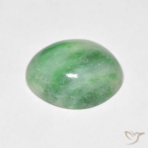 Jade Verde blanquecino natural de 4.26 ct, Corte Óvalo, Opaco