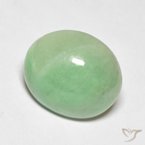 Jade Verde salvia claro natural de 4.12 ct, Ovalada, Transparente
