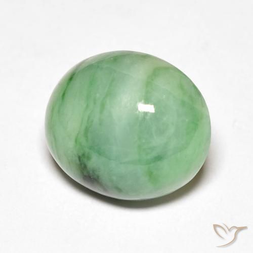 Jade Verde claro natural de 5.12 ct, Ovalada, Opaco