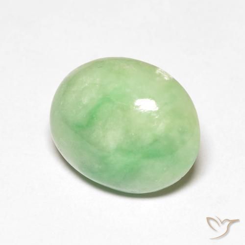 Jade Verde pera claro natural de 4.61 ct, Ovalada, Opaco