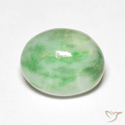 5.85ct Natural Verde blanquecino Jade, Ovalada, Opaco