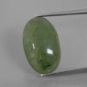Jadeíta verde natural de 9,98 ct, corte óvalo, transparente