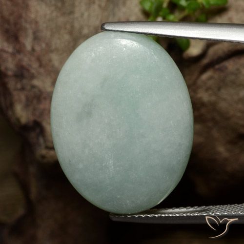 16.50ct Natural Verde gris musgoso Jadeíta, Ovalada, Translúcido