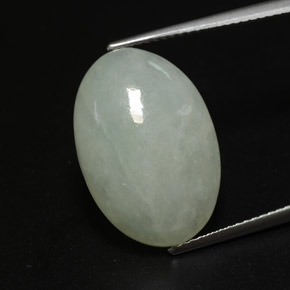 Jadeíta Verde pastel natural de 12.59 ct, Corte Óvalo, Transparente