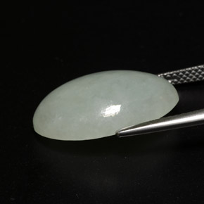 Jadeíta Verde pastel natural de 12.59 ct, Corte Óvalo, Transparente