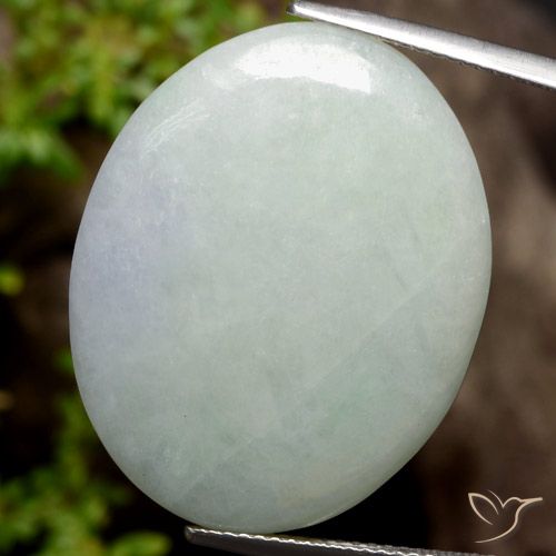 Jadeíta Verde gris claro natural de 33.23 ct, Ovalada, Opaco