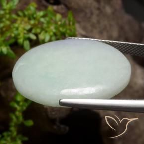 Jadeíta Verde gris claro natural de 33.23 ct, Ovalada, Opaco