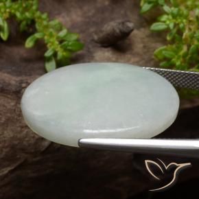 Jadeíta Verde grisáceo natural de 35.48 ct, Ovalada, Translúcido