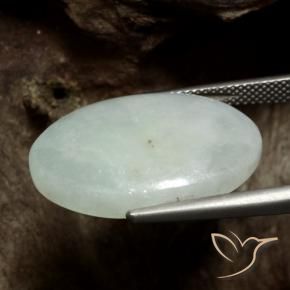 Jadeíta Verde grisáceo natural de 22.22 ct, Ovalada, Translúcido