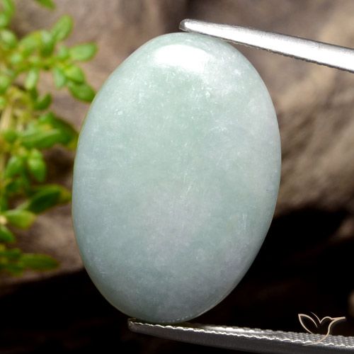 20.42ct Natural Verde gris claro Jadeíta, Ovalada, Opaco