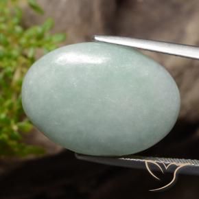 Jadeíta Verde gris claro natural de 20.42 ct, Ovalada, Opaco