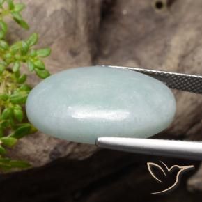 Jadeíta Verde gris claro natural de 20.42 ct, Ovalada, Opaco
