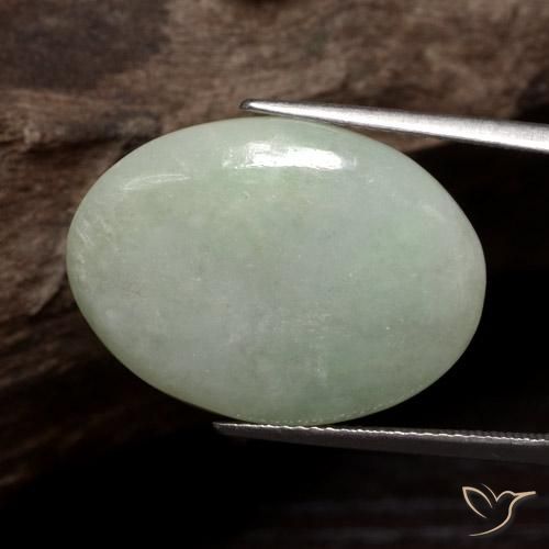 Jadeíta Verde medio natural de 21.12 ct, Ovalada, Opaco