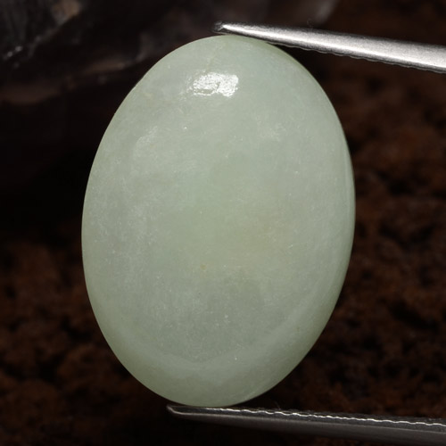 Jadeíta Verde grisáceo natural de 10.13 ct, Corte Óvalo, Opaco