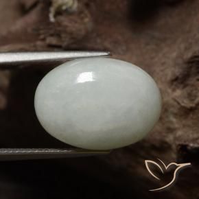 Jadeíta Blanco verde claro natural de 11.38 ct, Ovalada, Opaco