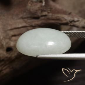 Jadeíta Blanco verde claro natural de 11.38 ct, Ovalada, Opaco