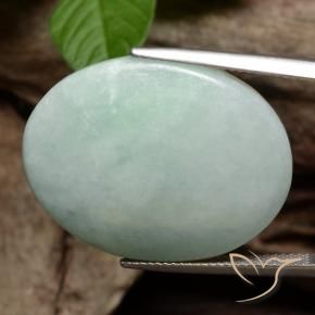 Jadeíta Verde gris musgoso natural de 39.00 ct, Ovalada, Opaco