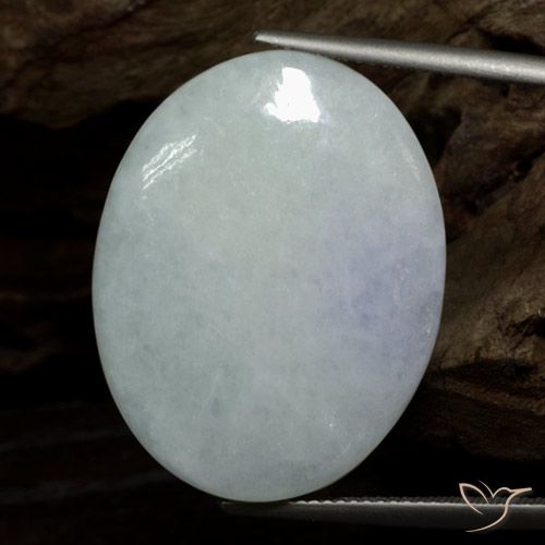 34.38ct Natural Blanco grisáceo Jadeíta, Ovalada, Opaco